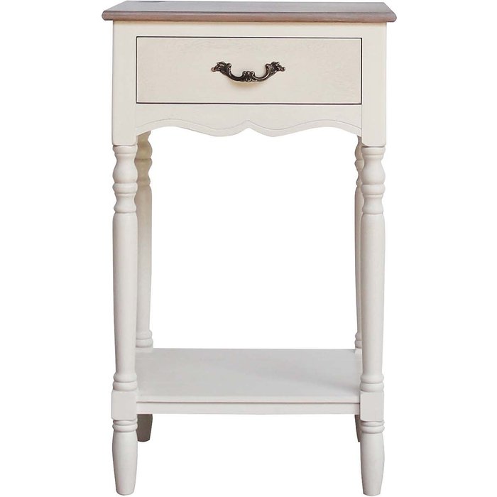 Mesita de noche 1 cajon pino mdf beige 45x35x75 cm