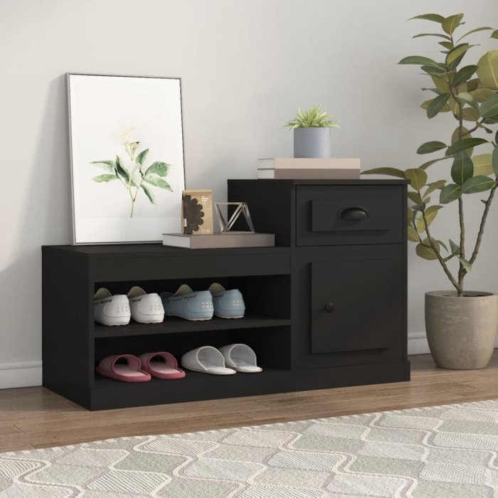 Vidaxl mueble zapatero madera contrachapada negro 100x42x60 cm