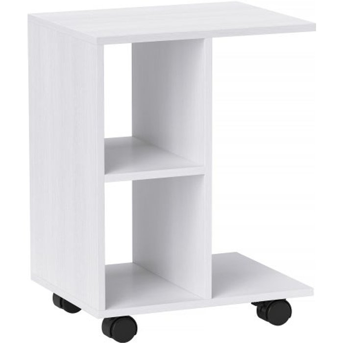 Mesa auxiliar en forma de c con ruedas, 45 x 35 x 58 cm, blanco - comfortxl