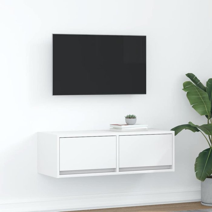 Mueble de tv de madera de ingeniería blanco 80x31x25,5 cm