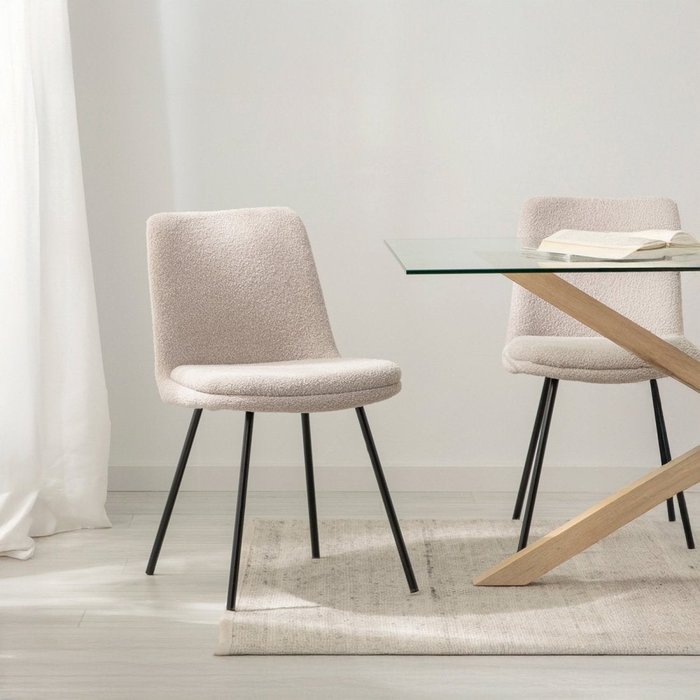 Silla de comedor de tela topo 46x83 cm