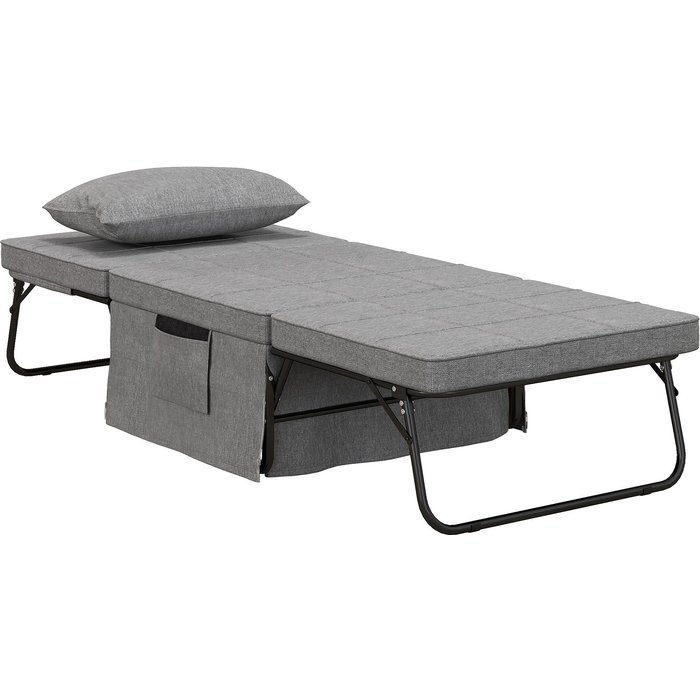 Sofá cama 4 en 1 sillón convertible gris 5 posiciones 188x75x38cm lino