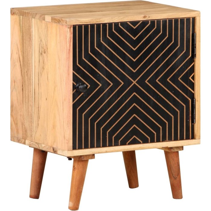 Mesita de noche de 40x30x50 cm, madera maciza de acacia.