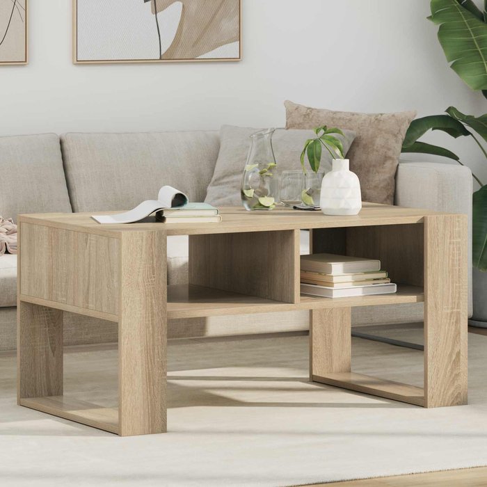 Mesa de centro, roble sonoma, 92 x 53 x 45 cm, madera de ingeniería