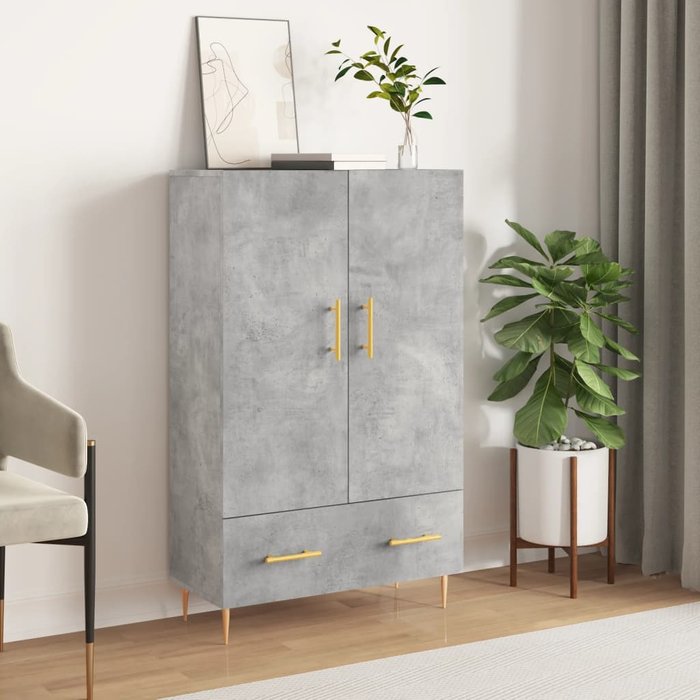 Aparador alto madera de ingeniería gris hormigón 69,5x31x115 cm - comfortxl
