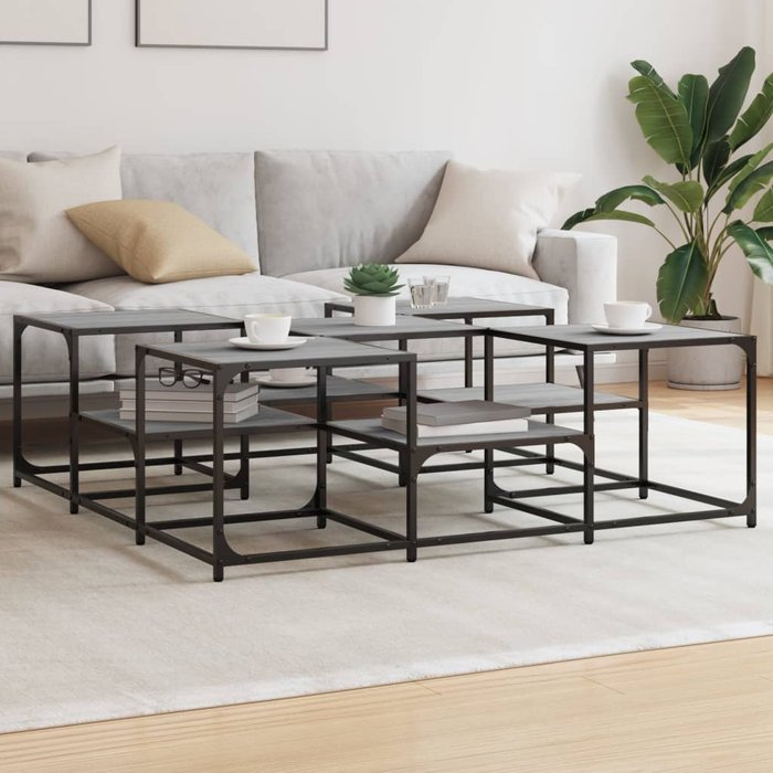 Mesa de centro sonoma gris, 121x121x40 cm, madera de ingeniería.