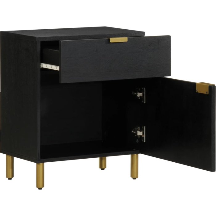 Mesita de noche madera de ingeniería negra 50x33x60 cm - comfortxl