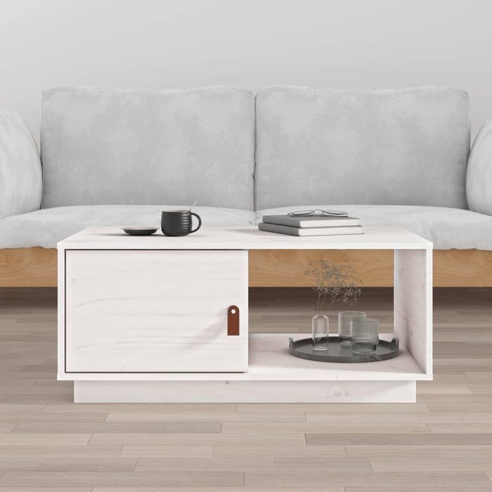 Mesa de centro blanco 80x50x35,5 cm madera maciza de pino