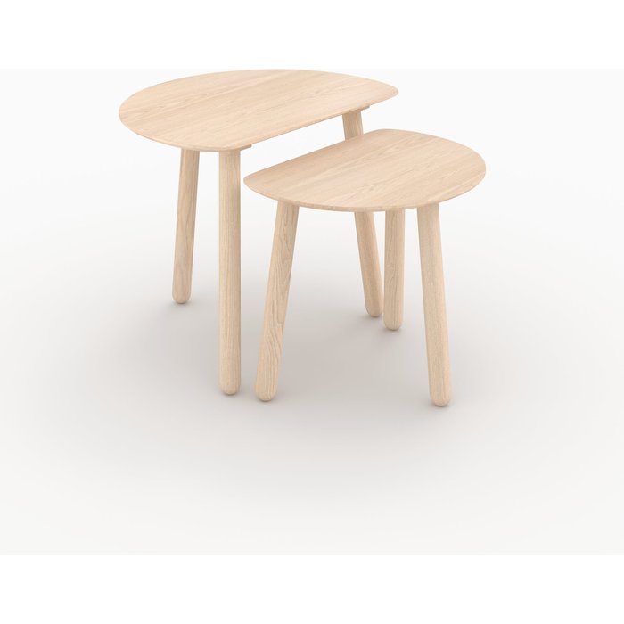 Mesas apilables de madera de fresno con efecto blanqueado - montaine