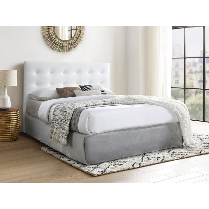 Cabecero capitoné 140 cm - piel sintética - blanco - francesco