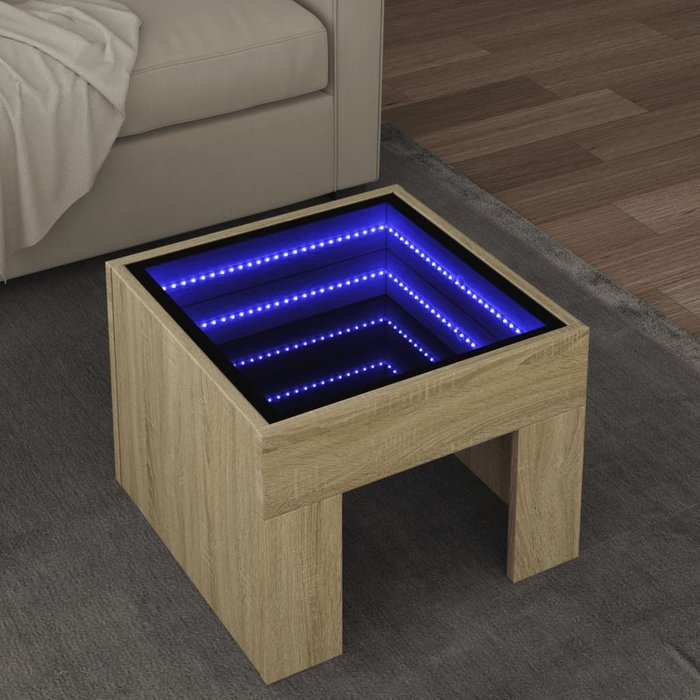 Mesa de centro con infinity led roble sonoma 40x40x30 cm