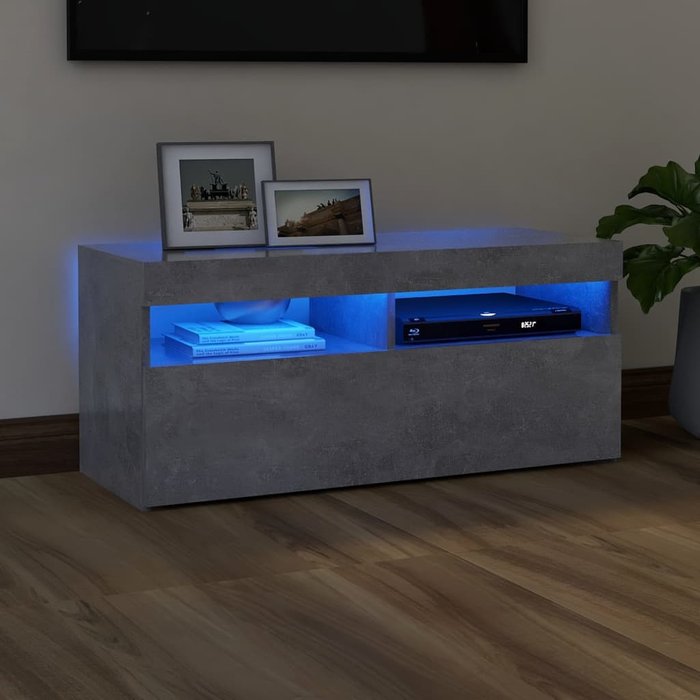 Maison exclusive - mueble de tv con luces led gris hormigón 90x35x40 cm