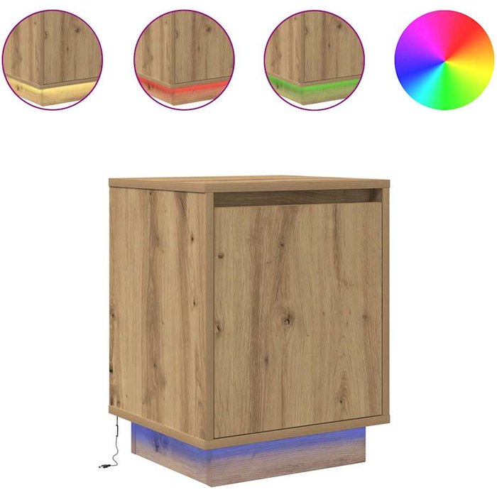 Mesitas de noche con luces led 2 uds roble artisan 38x34x50 cm - comfortxl