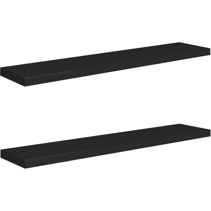 Estantes flotantes de pared 2 uds mdf negro 120x23,5x3,8 cm - comfortxl
