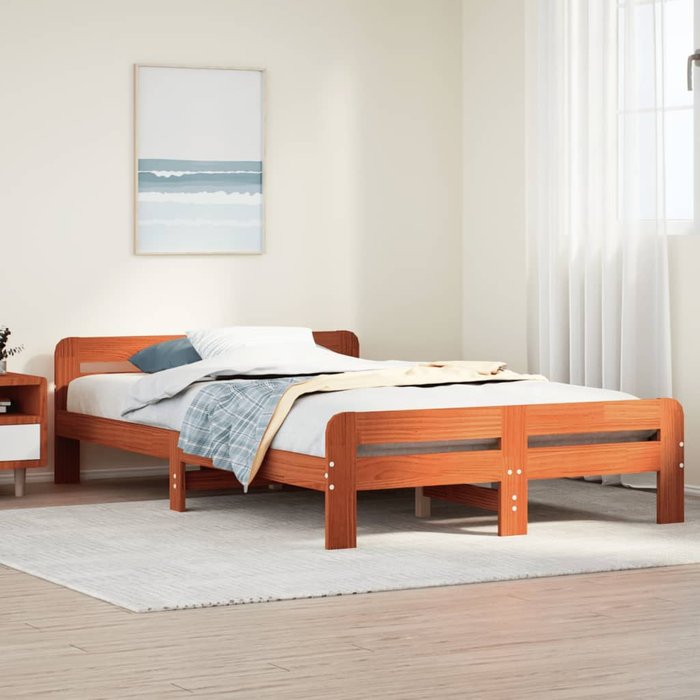 Estructura de cama sin colchón madera maciza marrón 135x190 cm vidaxl