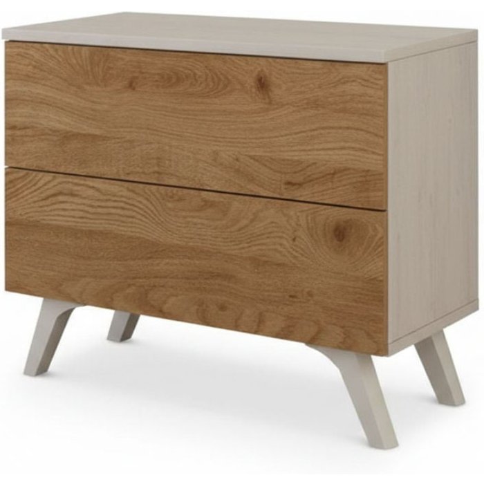 Mesita de noche soto 2 cajones pino andersen/roble 50x52x34,8 cm