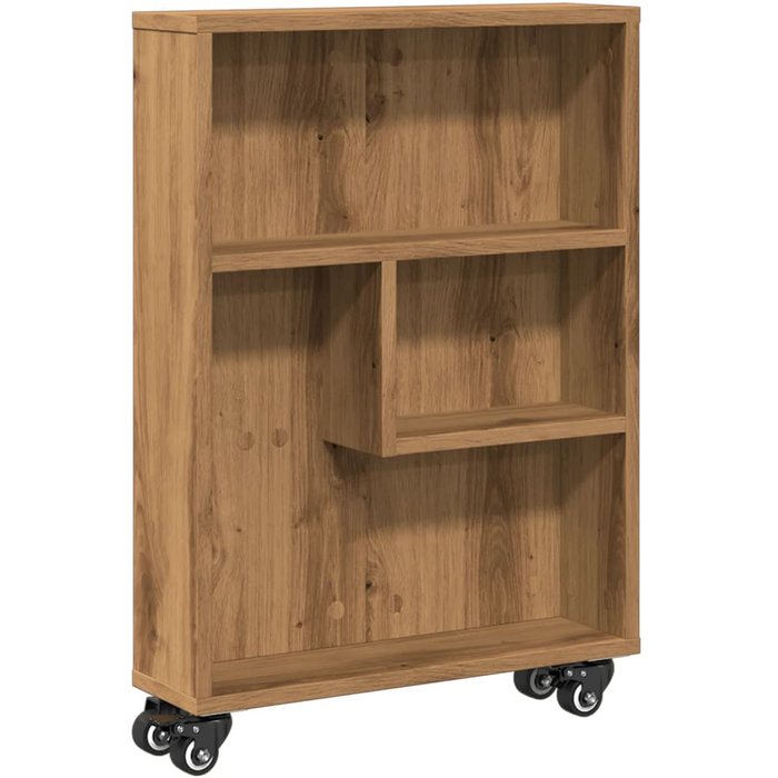 Carrito de almacenaje estrecho madera roble artisian 48x13x68cm cfw72916