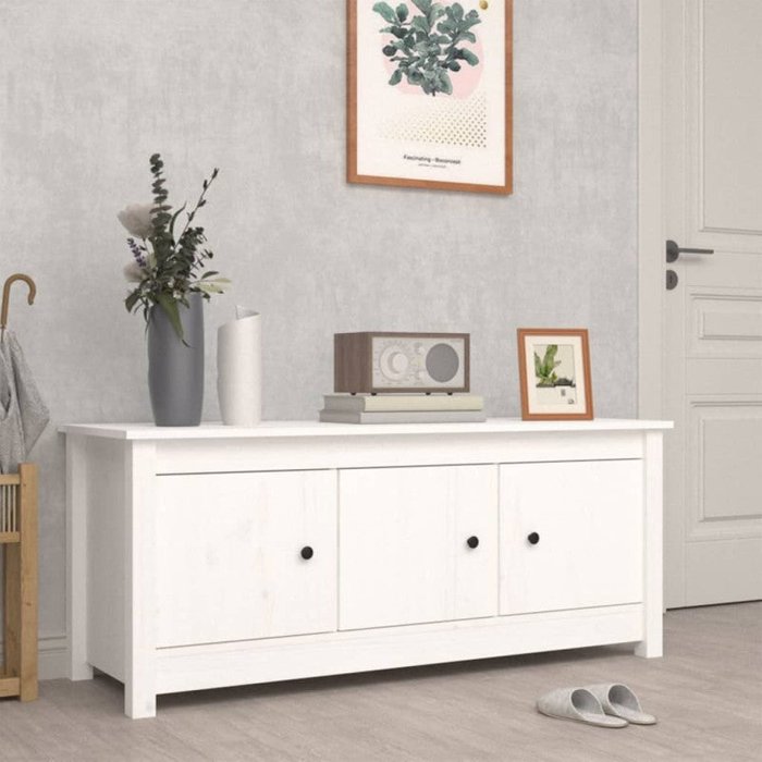 Zapatero de madera maciza de pino blanco 110x38x45,5 cm vidaxl
