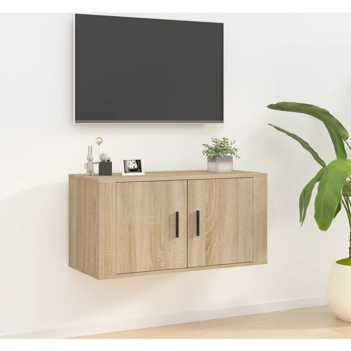 Mueble de tv de pared en roble sonoma, 80x34,5x40 cm