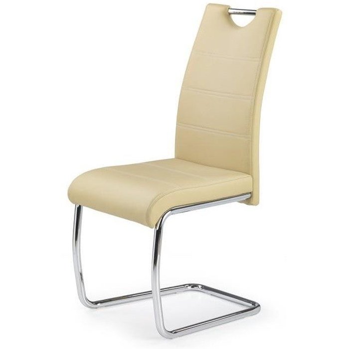 Silla de diseño jakarta de piel sintética y acero cromado - beige
