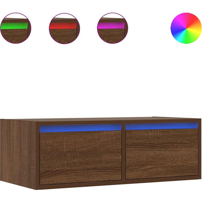 Mueble de tv con luces led roble marrón 75x35,5x25 cm - comfortxl