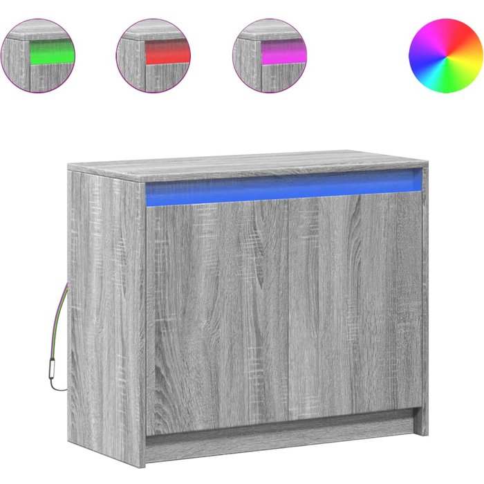 Aparador con led madera de ingeniería gris sonoma 72x34x61 cm - comfortxl
