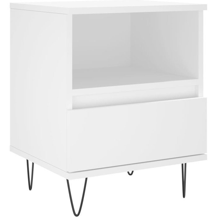 Mesita de noche blanco 40x35x50 cm madera contrachapada