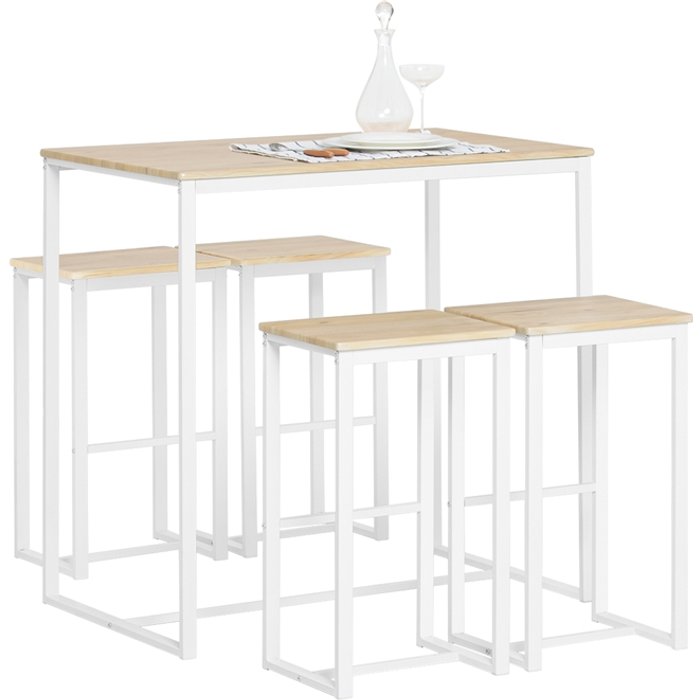 Set mesa alta de bar y 4 taburetes muebles bar comedor ogt15-wn sobuy es