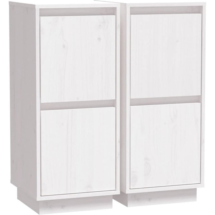 Aparador 2 uds madera maciza de pino blanco 31,5x34x75 cm - comfortxl