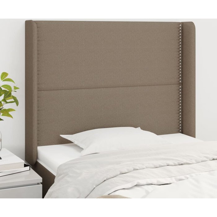 Cabecero con orejas taupe 103x16x118/128 cm tela