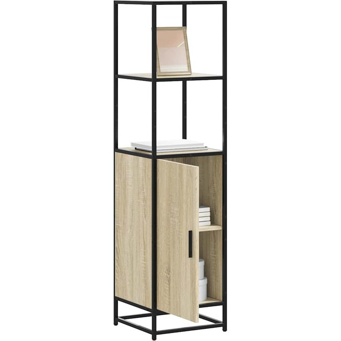 Maison exclusive - aparador alto madera de ingeniería y metal 35,5x35x139 cm