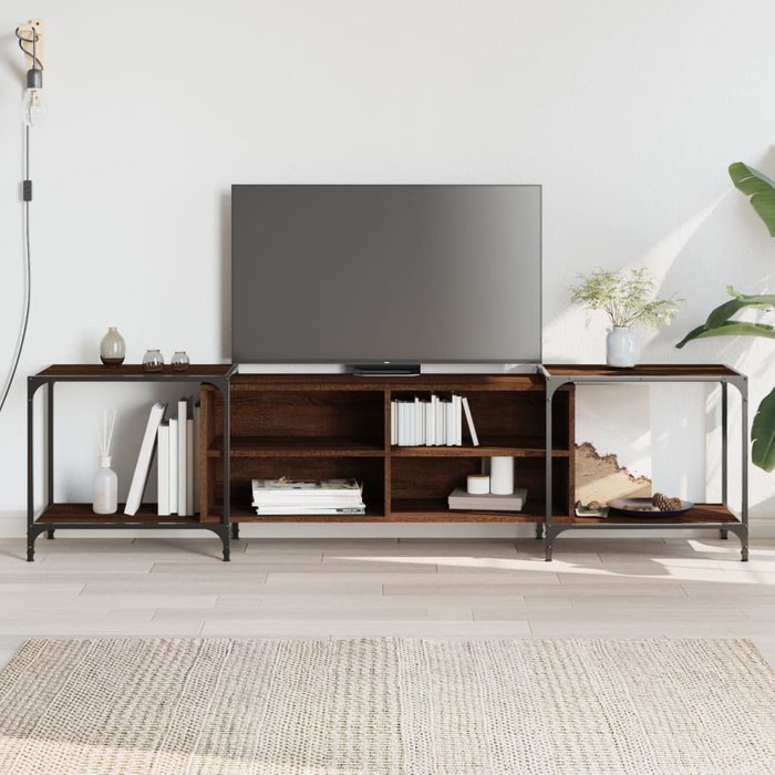 Mueble de tv de roble marrón, 203x37x50 cm, madera de ingeniería