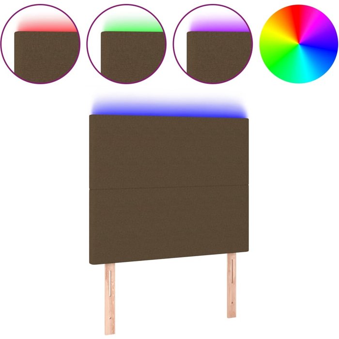 Cabecero cama - mueble cabecero con luces led tela marrón oscuro 90x5x118/128 cm
