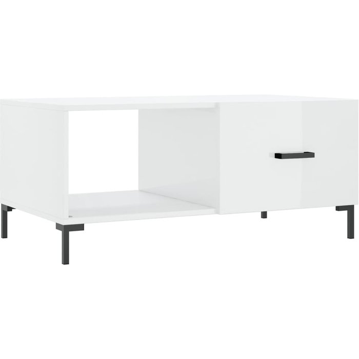 Mesa de centro, contrachapado blanco brillante, 90x50x40 cm - comfortxl