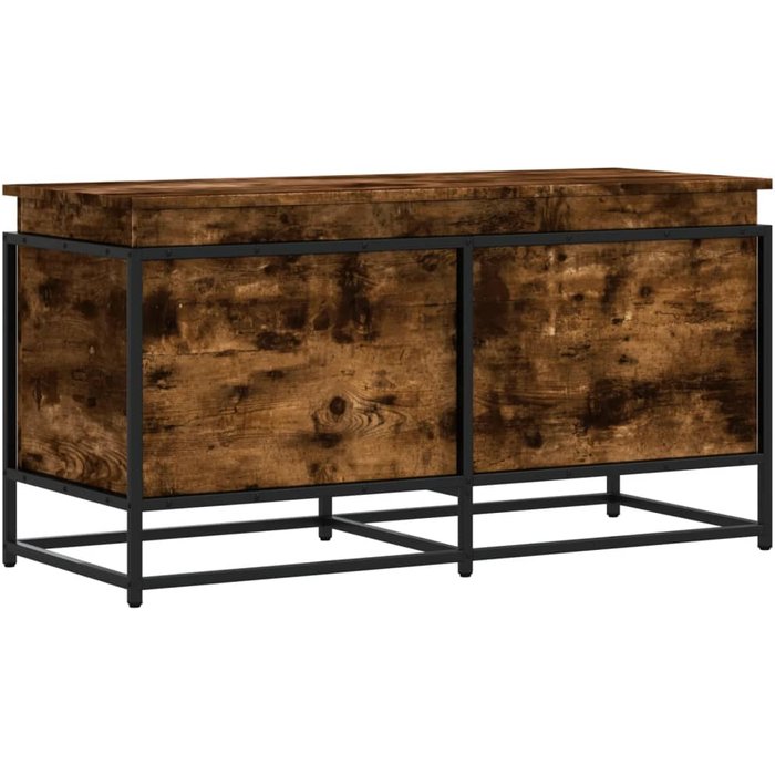 Caja de almacenaje con tapa madera roble ahumado 100x40x51,5 cm