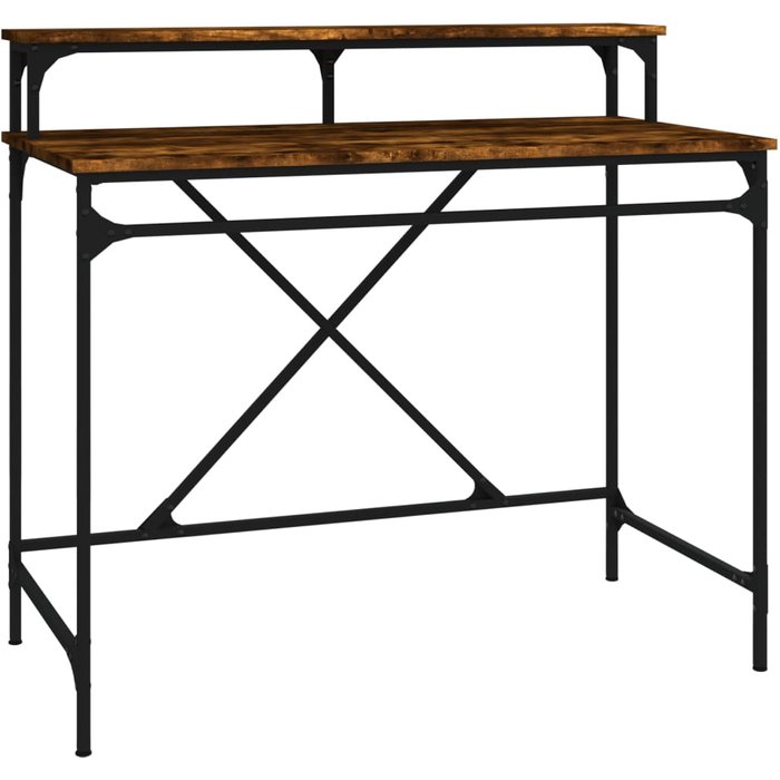 Escritorio de hierro y contrachapada roble ahumado 100x50x90 cm - comfortxl