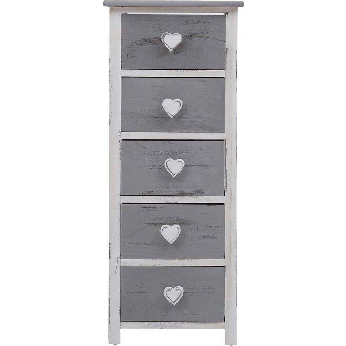 Cajonera 5 cajones rebecca mobili madera gris shabby chic 84x35x27
