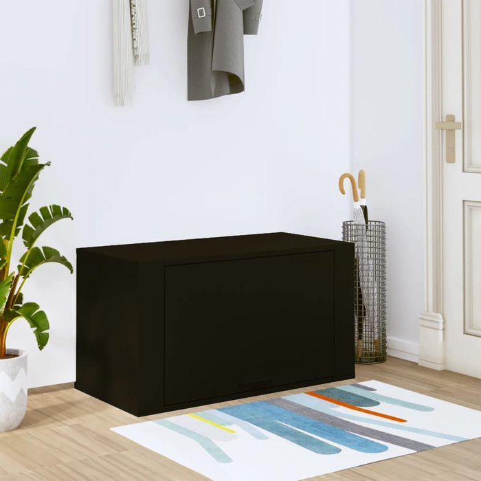 Zapatero de pared negro 70x35x38 cm madera contrachapada