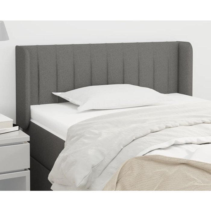 Cabecero con orejas gris oscuro 103x16x78/88 cm tela