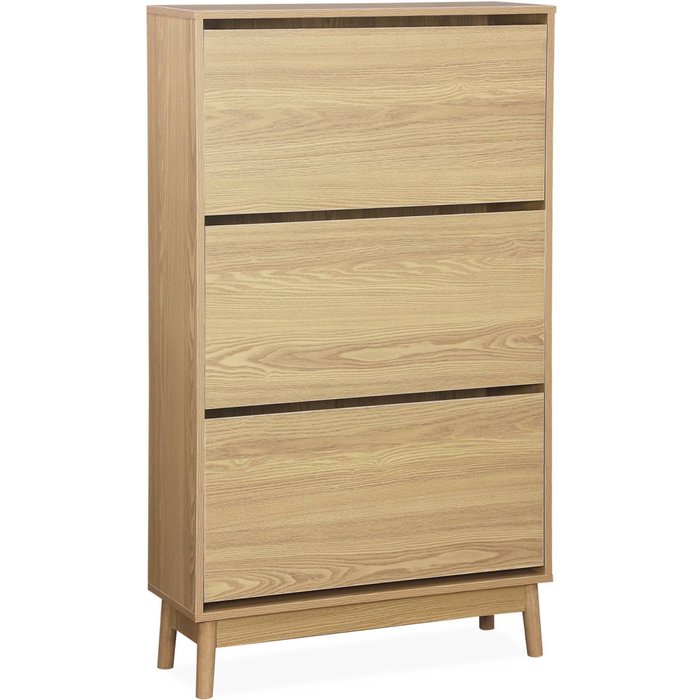 Mueble zapatero escandinavo, decoración en madera natural - 26x75x131 cm
