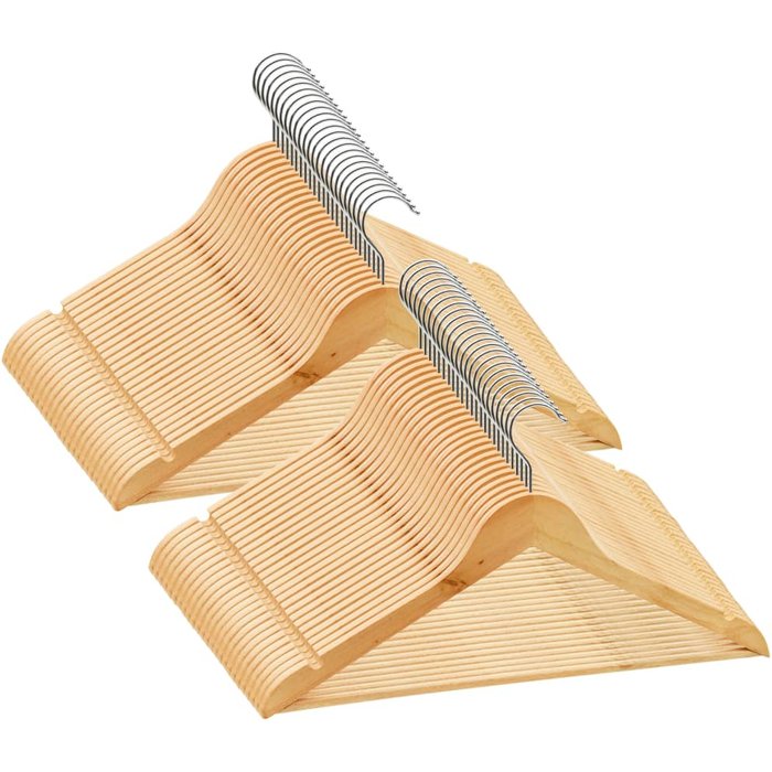 Paquete de 50 perchas de madera dura antideslizantes