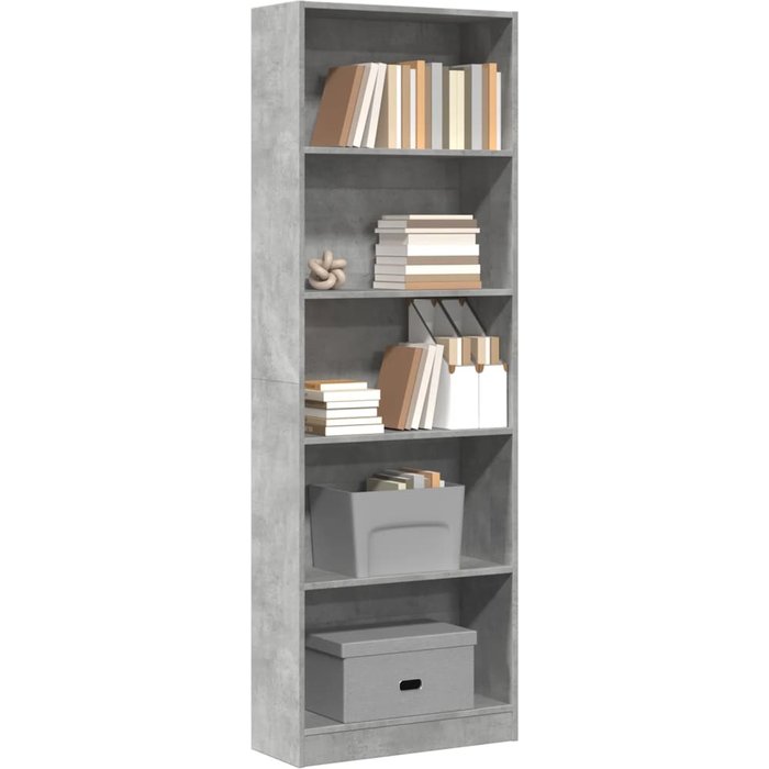 Maison exclusive - estantería de madera de ingeniería gris hormigón 60x24x176 cm