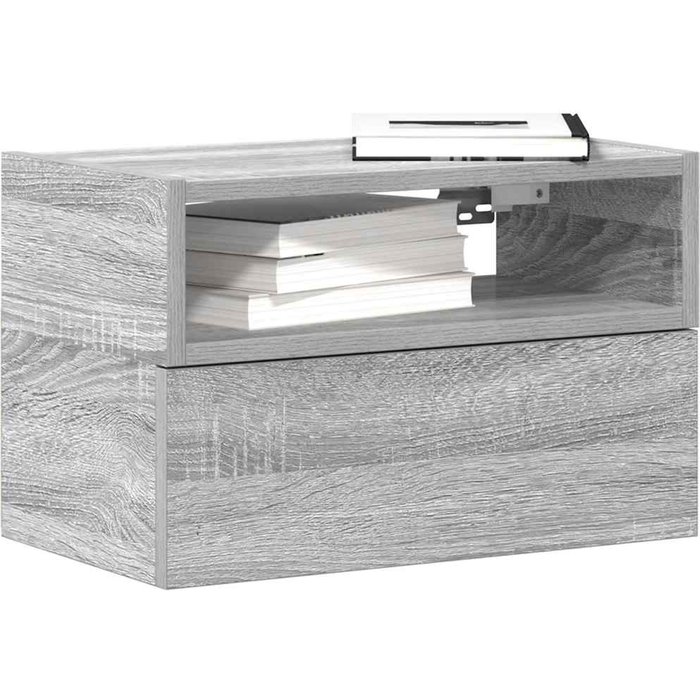 Mesitas de noche de pared 2 piezas sonoma gris 45x26x28,5 cm