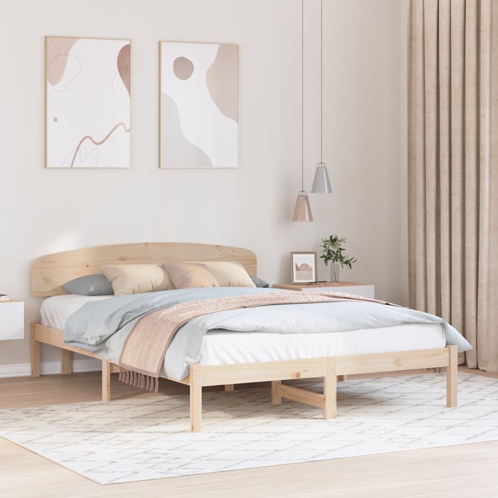 Vidaxl estructura de cama con cabecero 160x200 cm madera sólida de pino