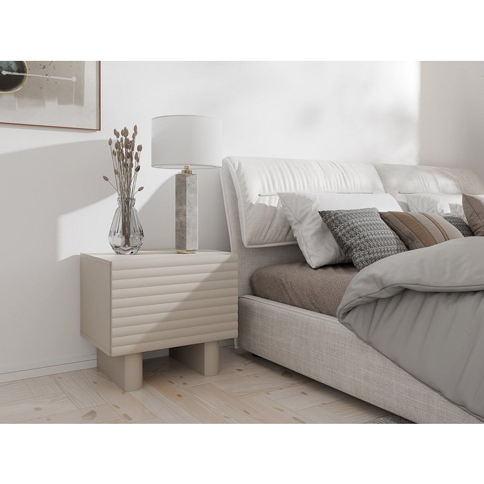 Mesita de noche 1 puerta - mdf - beige - ludima