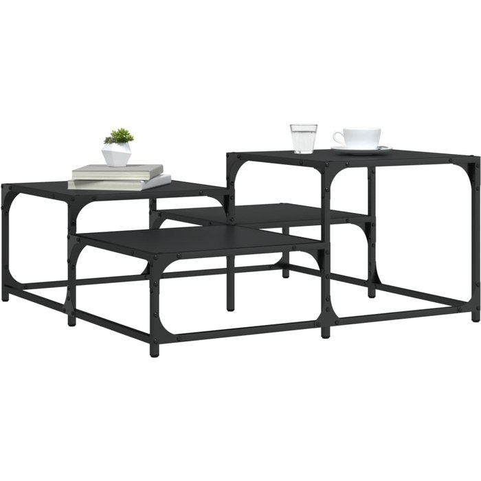 Mesa de centro negra 87,5x87,5x40 cm de madera contrachapada