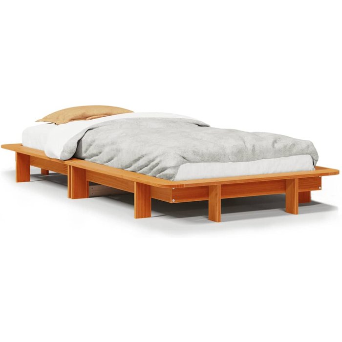 Vidaxl estructura de cama sin colchón madera maciza marrón 90x190 cm