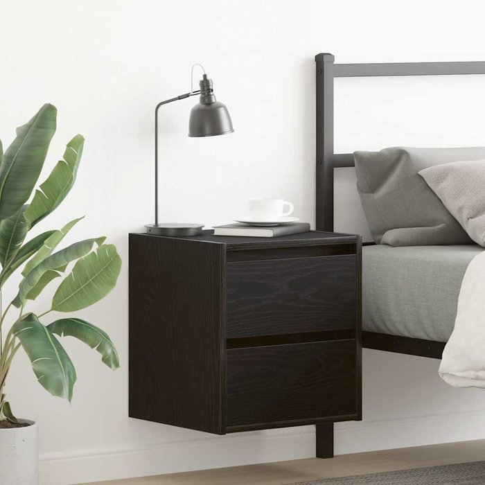 Maison exclusive - mesilla de noche de pared roble negro 38x34x40 cm