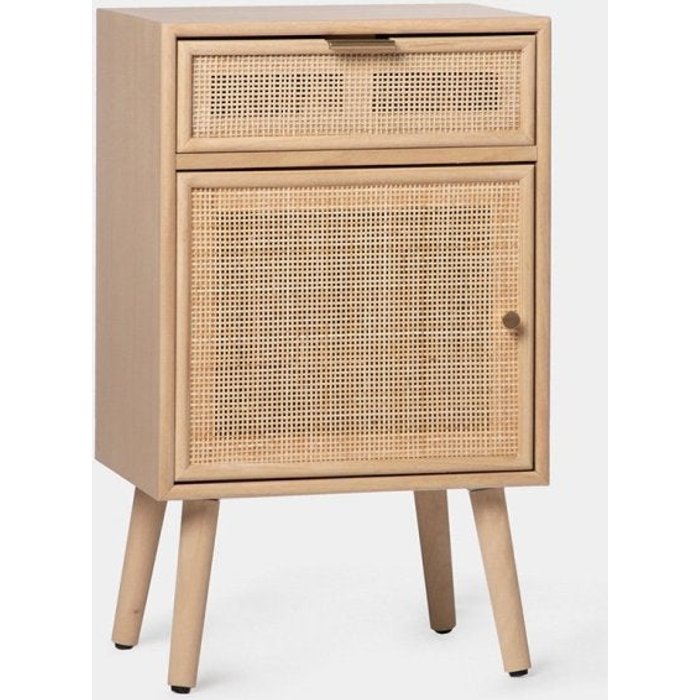 Mesita de noche 2 cajones efecto madera natural 42x71 cm