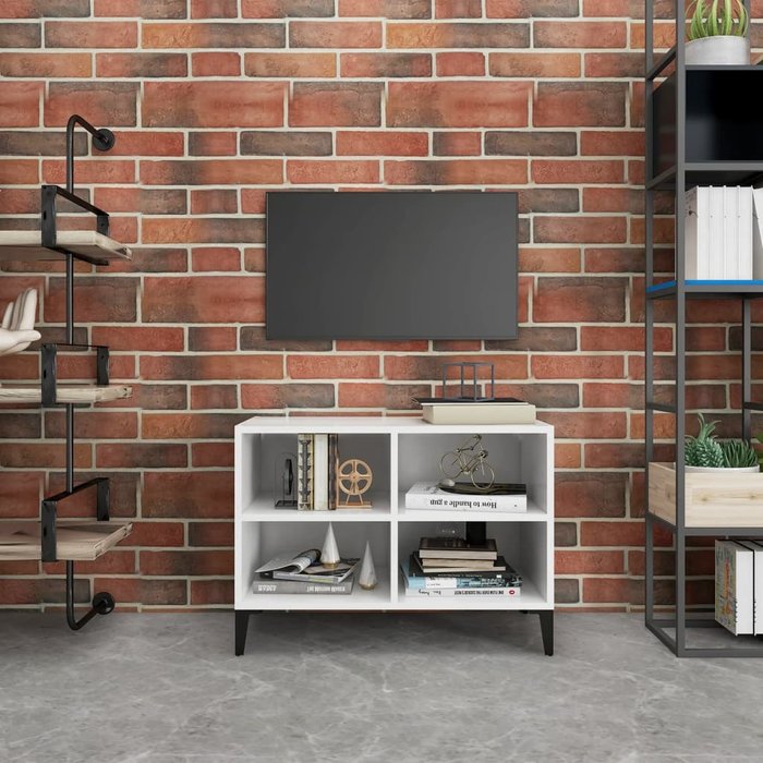Mueble de tv con patas de metal blanco 69,5x30x50 cm - comfortxl